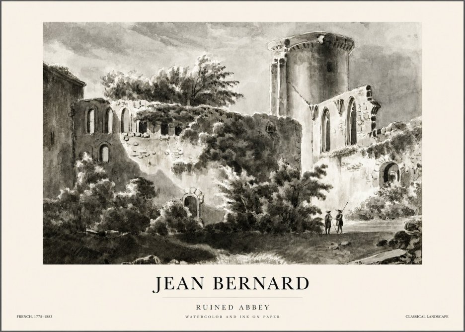 Jean Bernard Ruins of an Old Abbey No2 - Poster