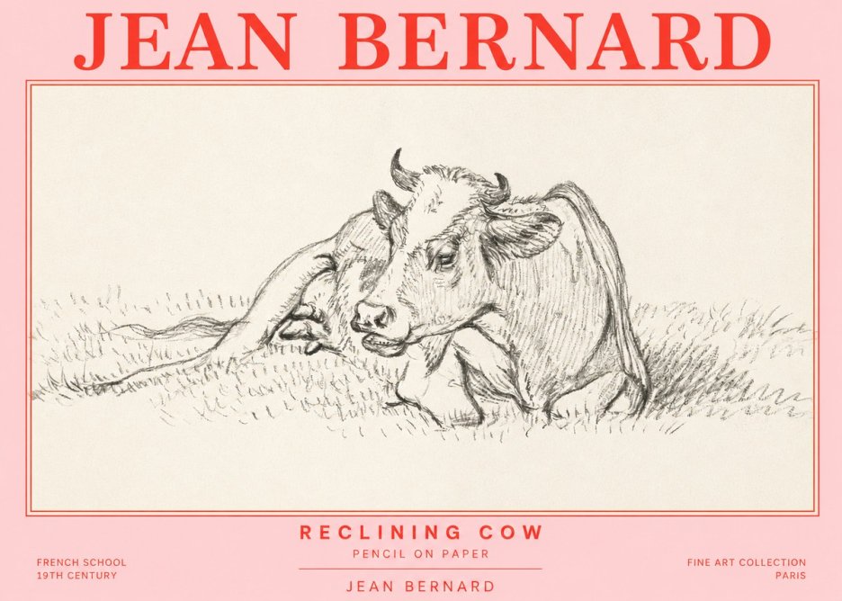 Jean Bernard Reclining Cow III No2 - Poster