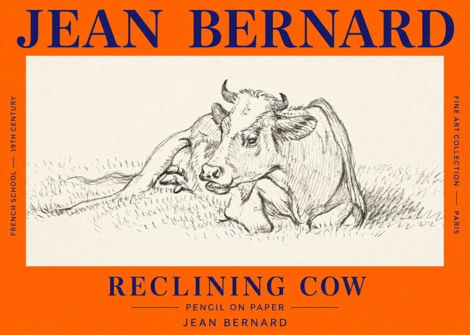Jean Bernard Reclining Cow III No3 - Poster