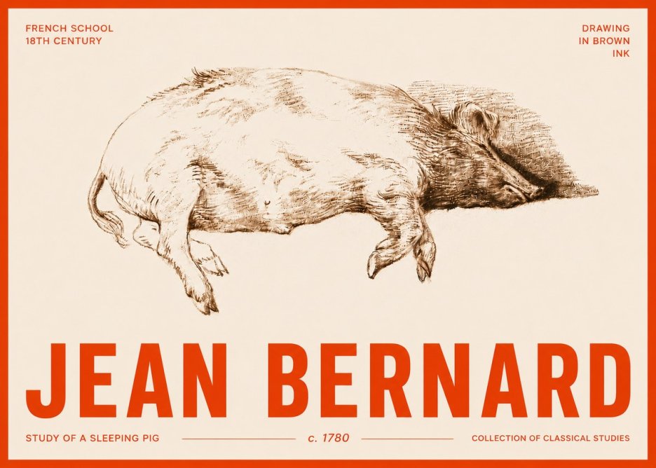 Jean Bernard Study of a Sleeping Pig No5 - Poster