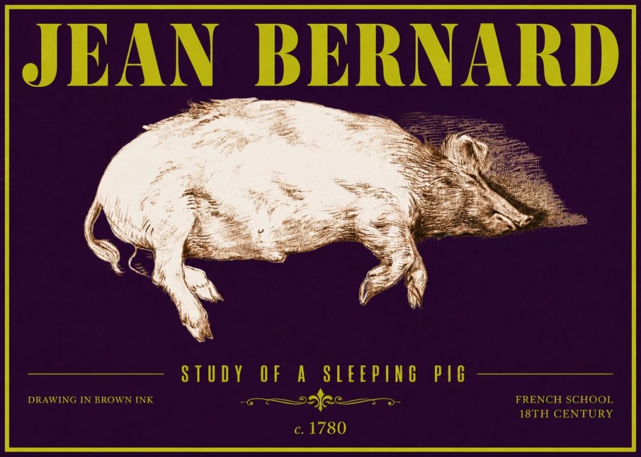 Jean Bernard Study of a Sleeping Pig No6 - Poster