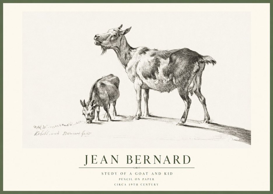 Jean Bernard Study of a Goat and Kid No1 - Poster