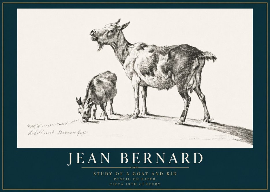 Jean Bernard Study of a Goat and Kid No3 - Poster