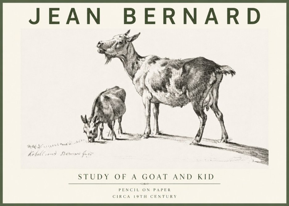 Jean Bernard Study of a Goat and Kid No4 - Poster
