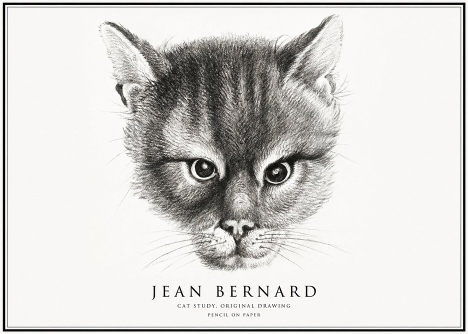 Jean Bernard Cat Study. Original Drawing No1 - Poster