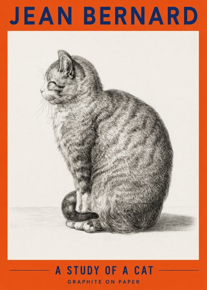 Jean Bernard Cat in Profile No4 - Poster