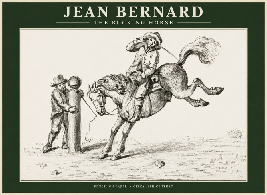 Jean Bernard A Study of the Bucking Horse No2 - Poster
