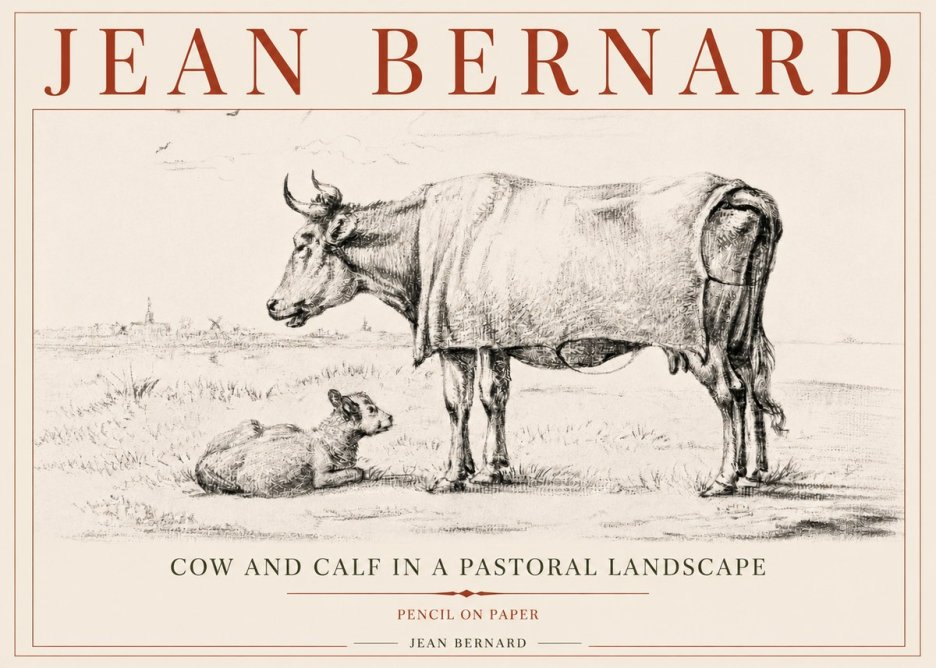Jean Bernard Cow and Calf in a Pastoral Landscape No5 - Poster