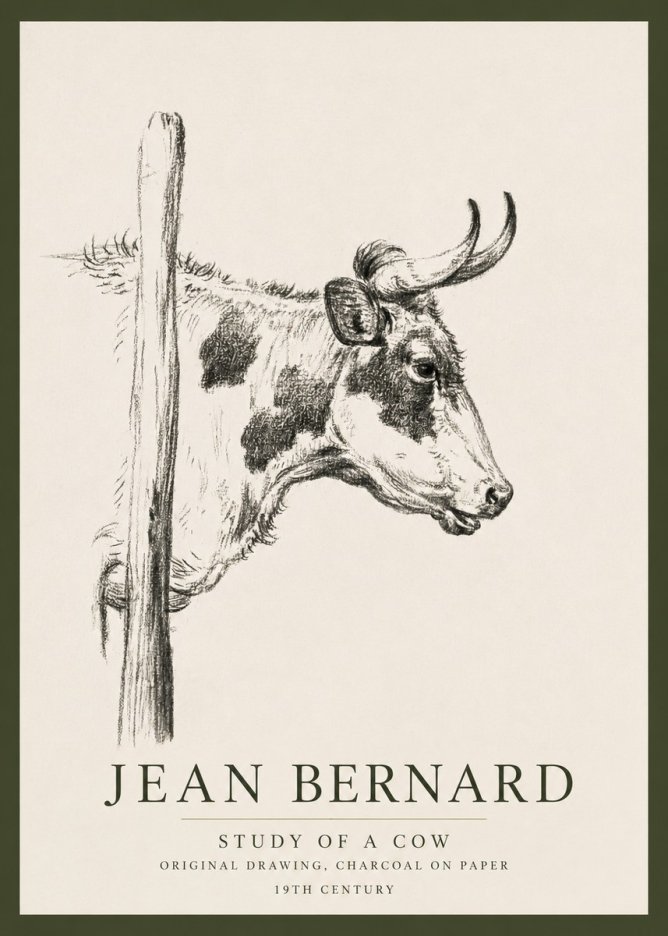 Jean Bernard Study of a Cow XVII No3 - Poster