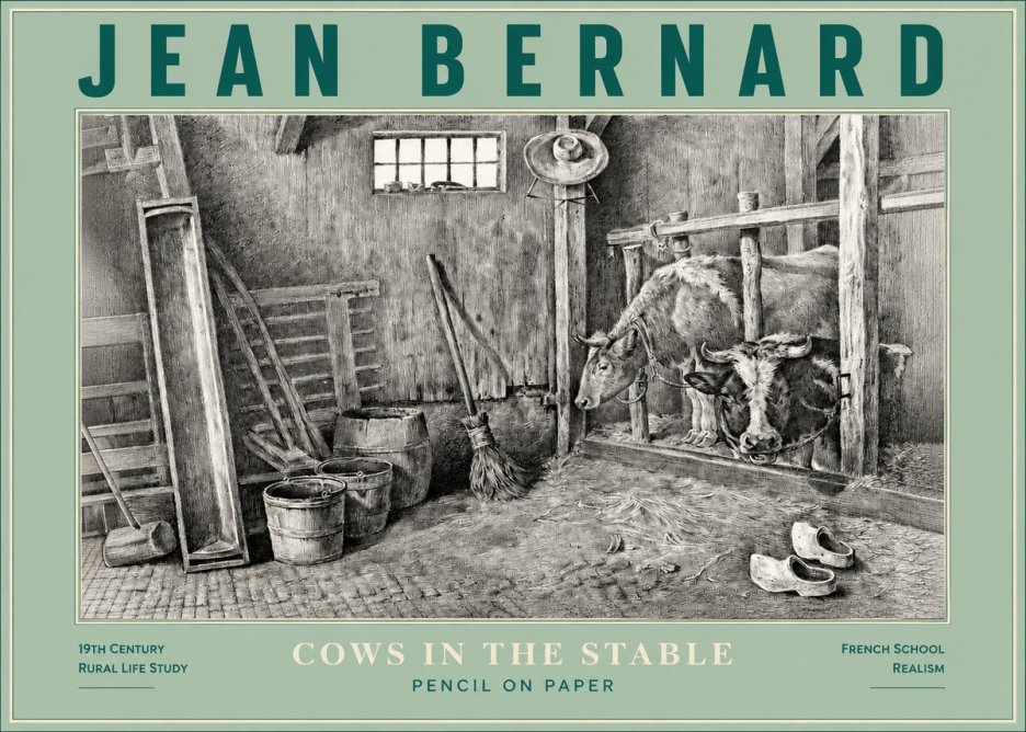 Jean Bernard Cows in the Stable No3 - Poster