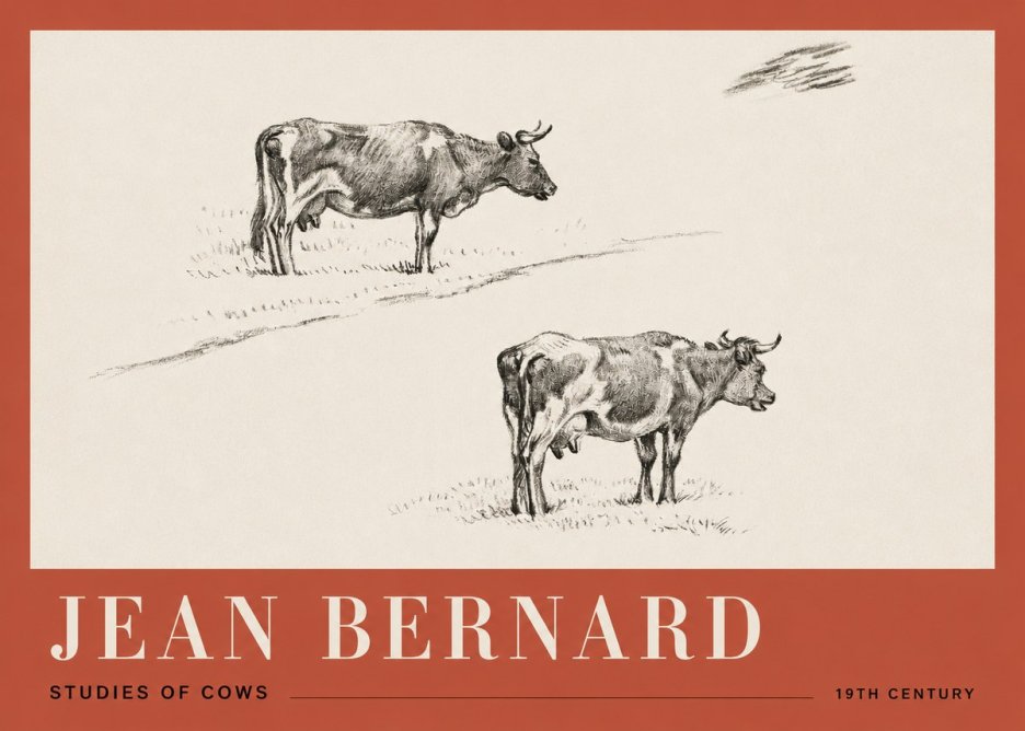 Jean Bernard Studies of Cows III No2 - Poster