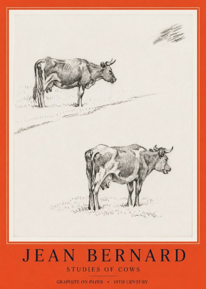 Jean Bernard Studies of Cows III No6 - Poster