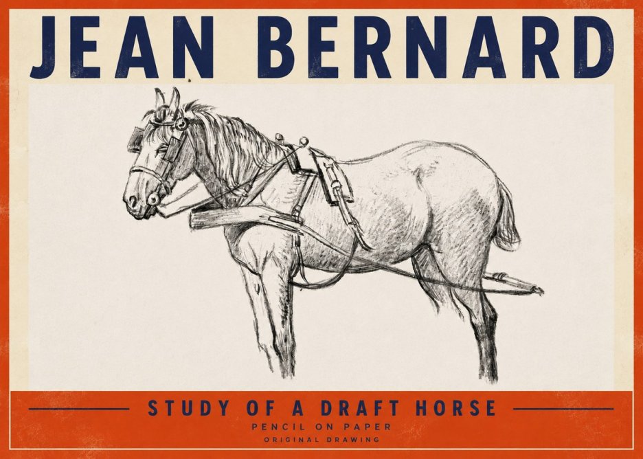 Jean Bernard Study of a Draft Horse I No4 - Poster