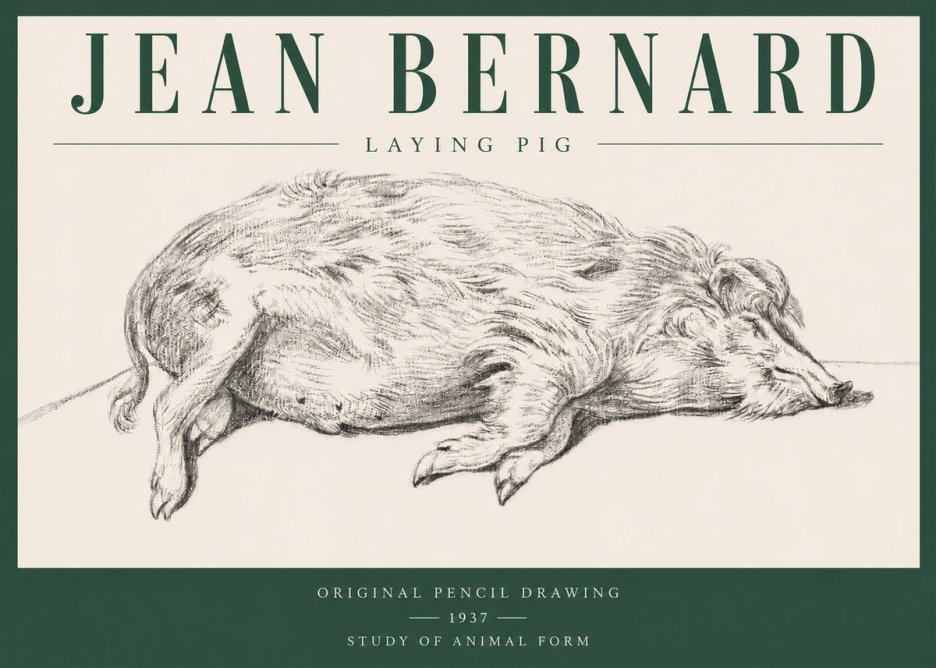 Jean Bernard Laying Pig No3 - Poster