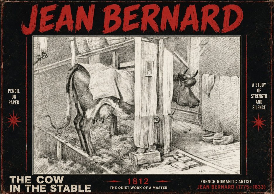 Jean Bernard The Cow in the Stable No4 - Poster