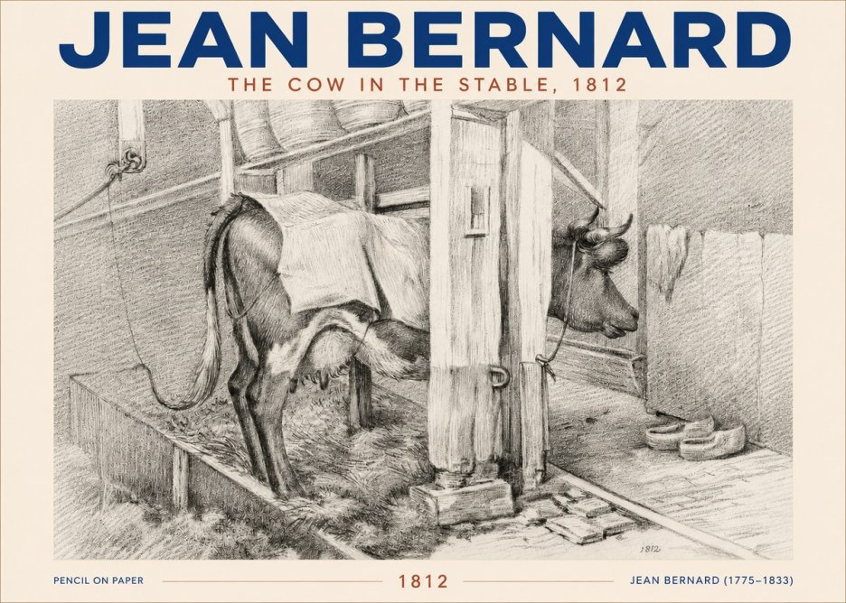 Jean Bernard The Cow in the Stable No5 - Poster