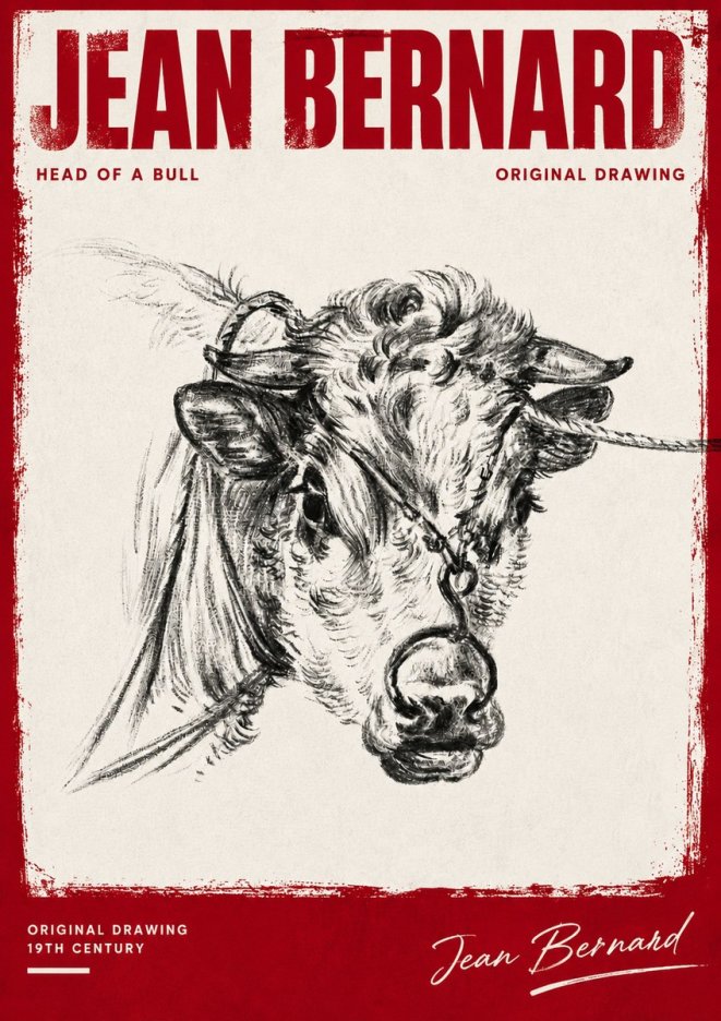 Jean Bernard Head of a Bull No4 - Poster