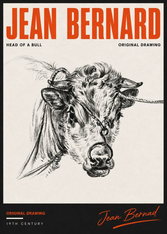 Jean Bernard Head of a Bull No6 - Poster