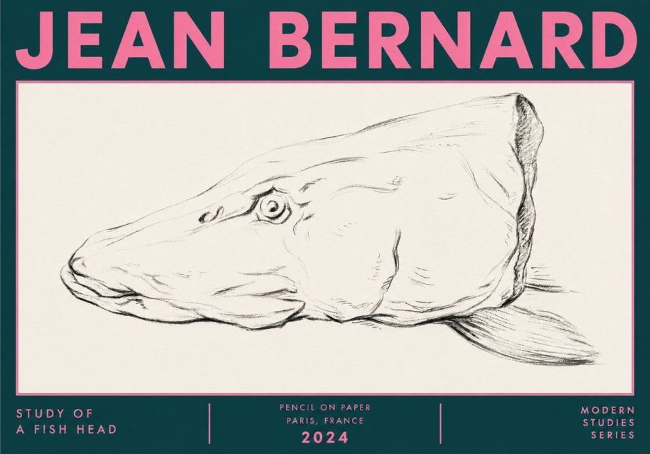 Jean Bernard Study of a Fish Head No6 - Poster