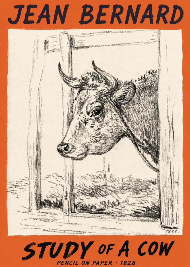 Jean Bernard Study of a Cow XVIII No2 - Poster