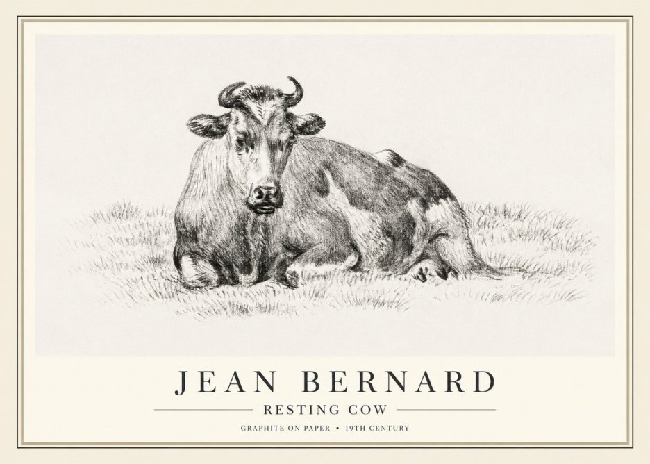 Jean Bernard Resting Cow V No1 - Poster