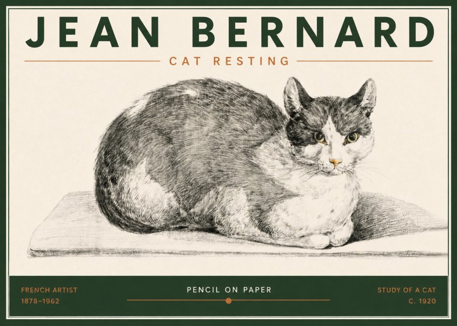 Jean Bernard Cat Study XI No6 - Poster