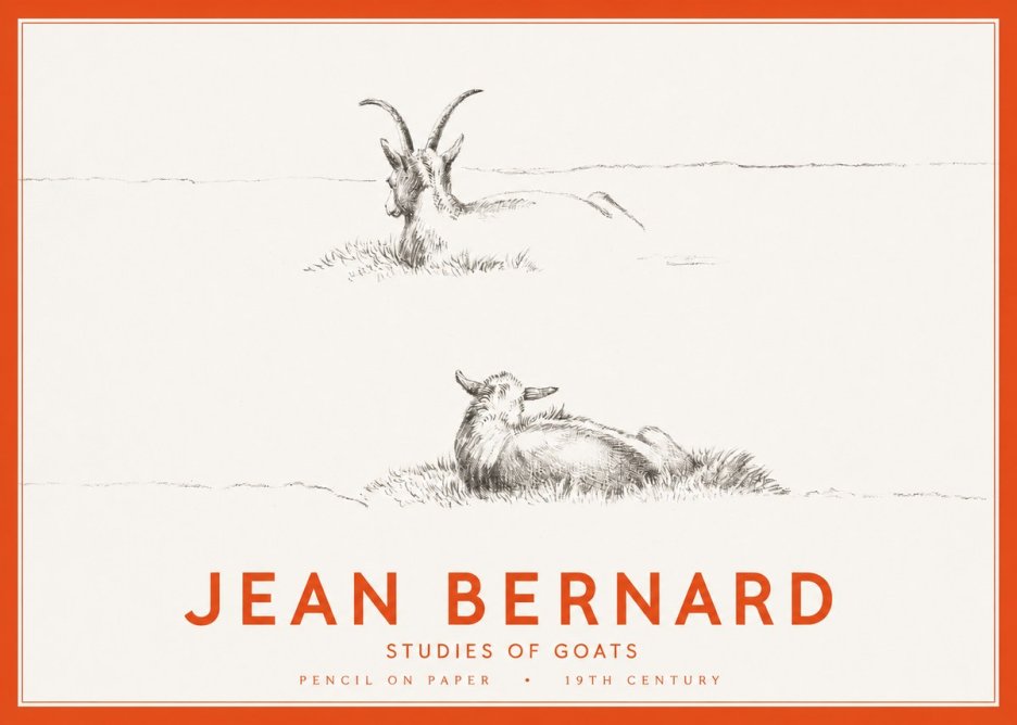 Jean Bernard Two Goats Resting No3 - Poster