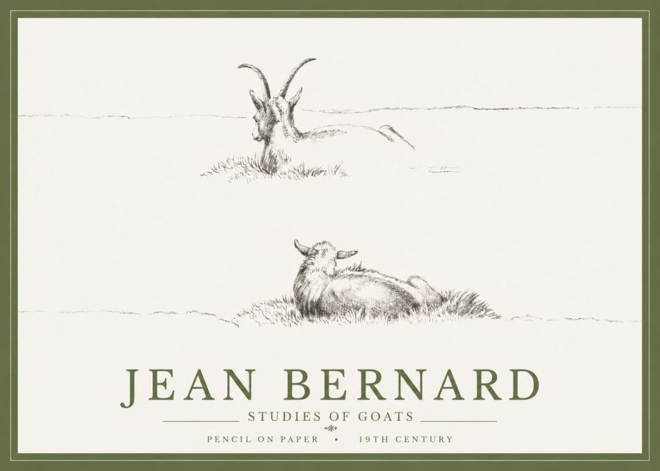 Jean Bernard Two Goats Resting No5 - Poster