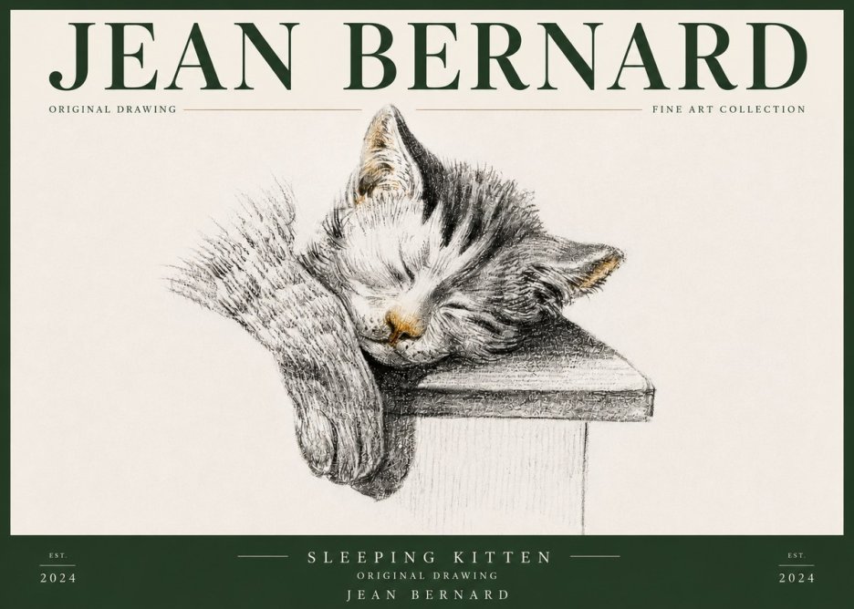 Jean Bernard Sleeping Kitten No5 - Poster