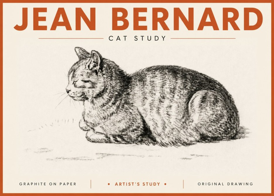 Jean Bernard Cat Study XII No4 - Poster