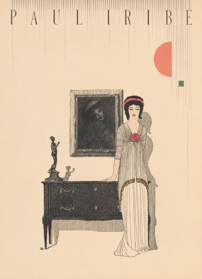 Paul Iribe Woman with Rose No4 - Poster