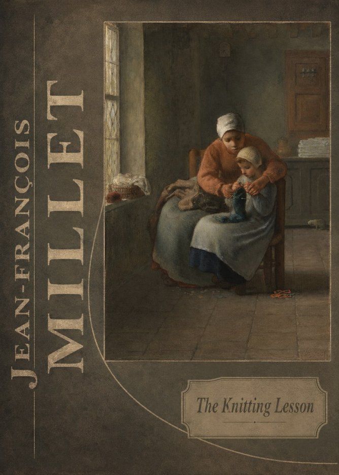 Jean-François Millet The Knitting Lesson II No6 - Poster