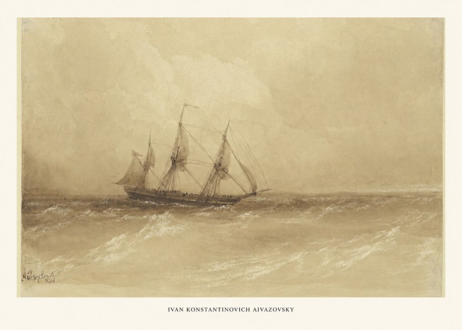 Ivan Konstantinovich Aivazovsky Sailing Ship, 1843 No6 - Poster