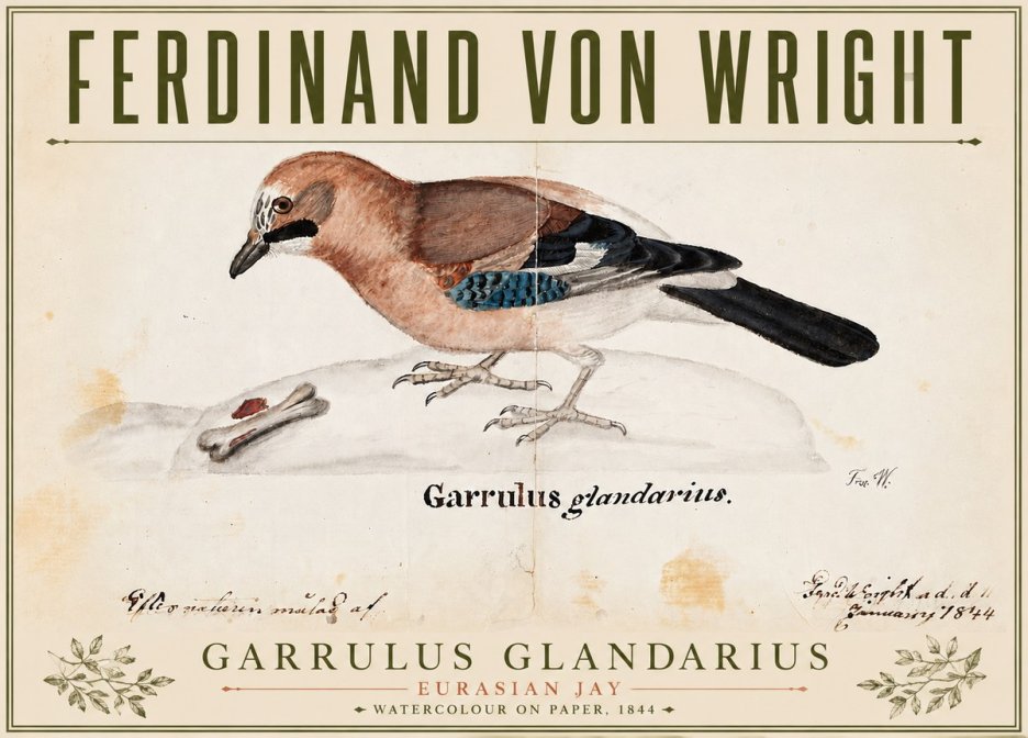Ferdinand von Wright Garrulus Glandarius No4 - Poster