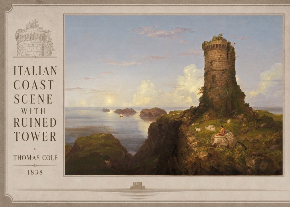 Thomas Cole Italian Coast Scene with Ruined Tower I No2 - Poster