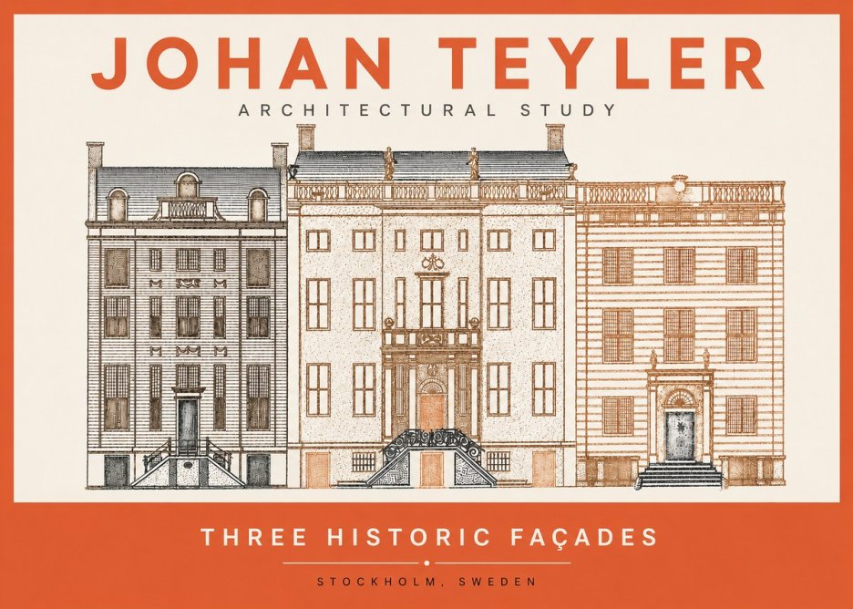 Johan Teyler Architectural Study - Three Historic Façades No2 - Poster