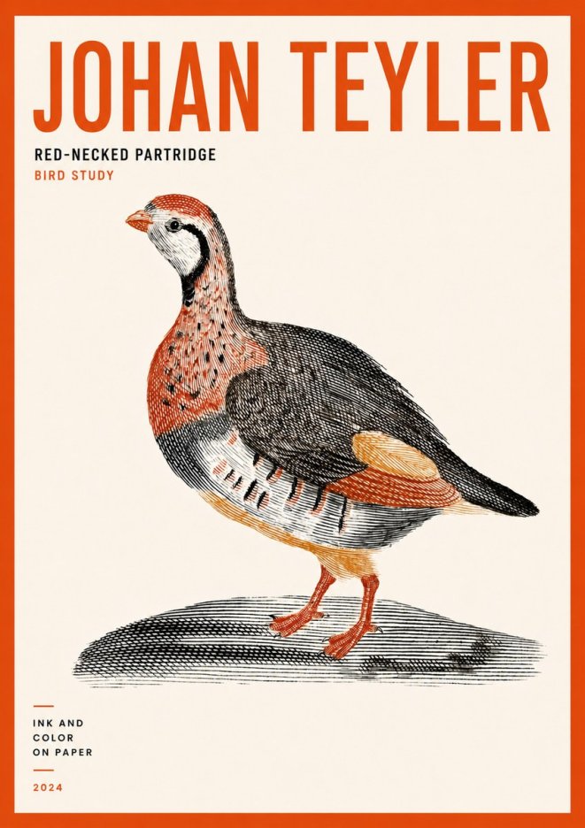 Johan Teyler Red-necked Partridge No5 - Poster