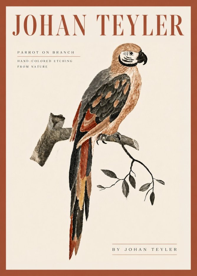 Johan Teyler Parrot on Branch No5 - Poster