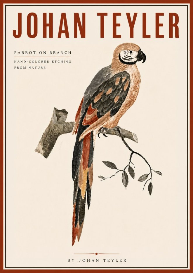 Johan Teyler Parrot on Branch No6 - Poster