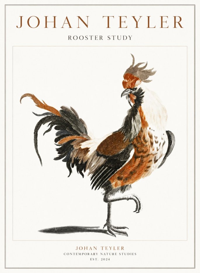 Johan Teyler Rooster Study No1 - Poster