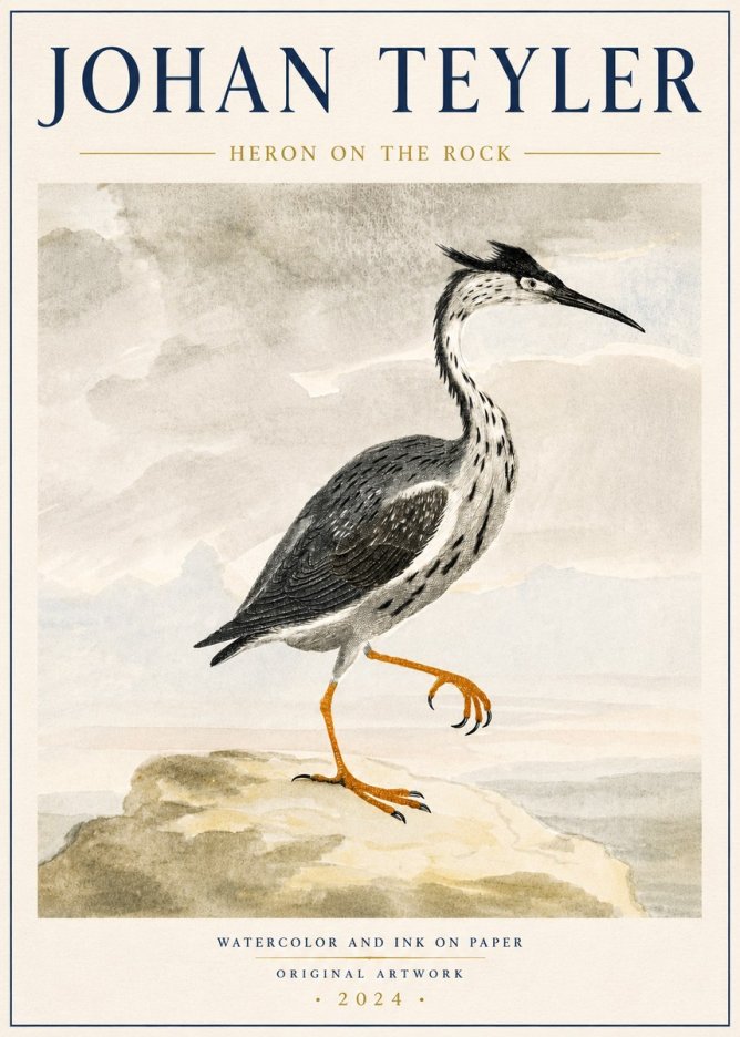 Johan Teyler Heron on the Rock No6 - Poster