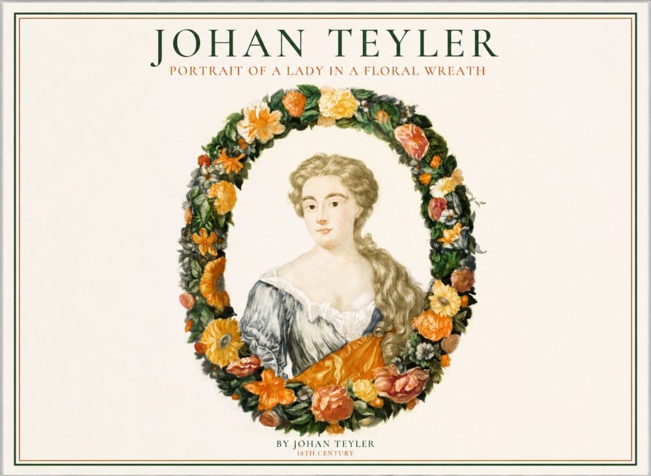 Johan Teyler Portrait of a Lady in a Floral Wreath No1 - Poster