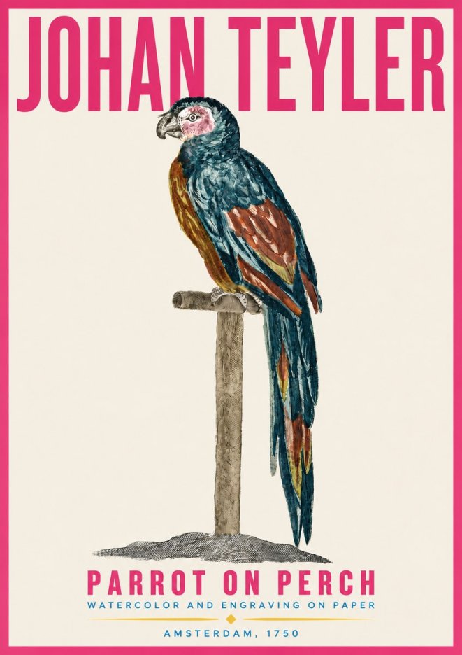 Johan Teyler Parrot on Perch No4 - Poster