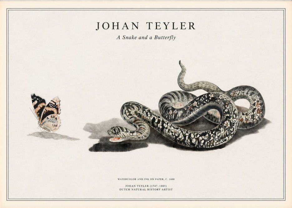 Johan Teyler Snake and Butterfly No2 - Poster