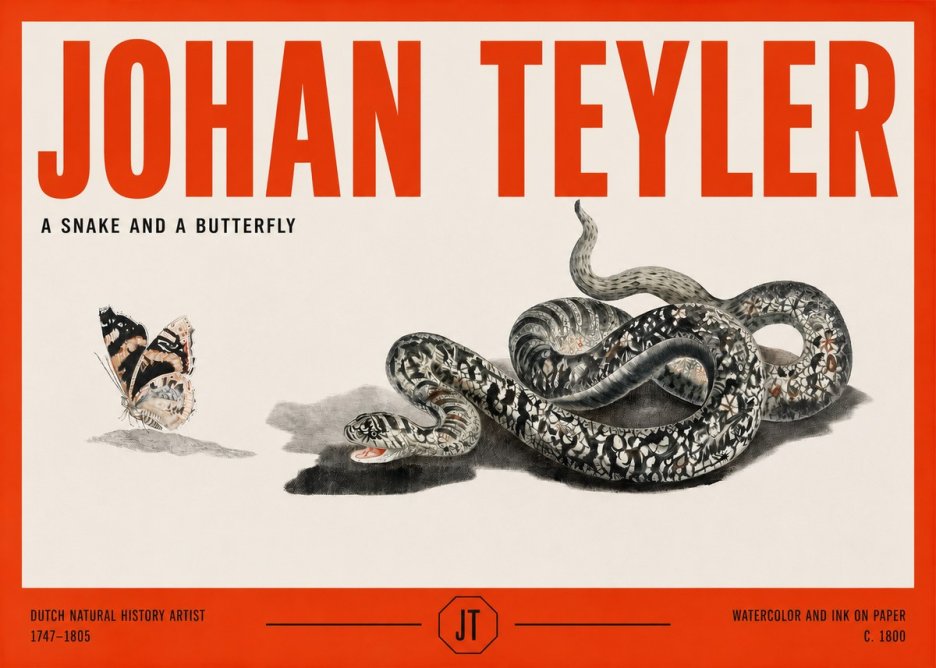 Johan Teyler Snake and Butterfly No3 - Poster