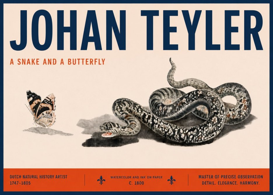Johan Teyler Snake and Butterfly No6 - Poster