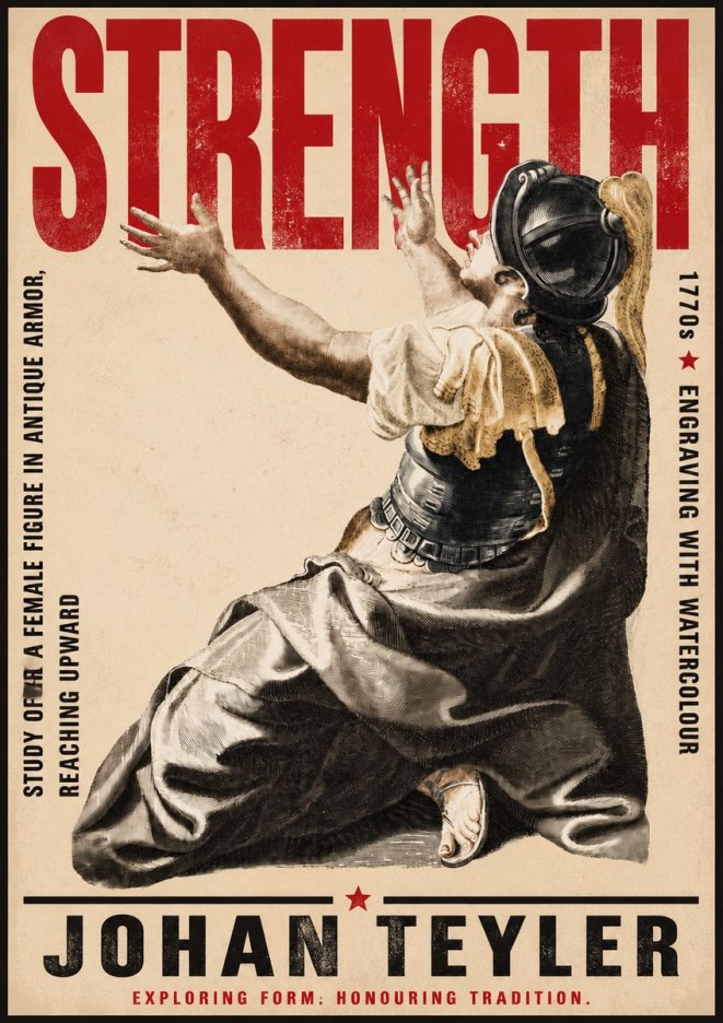 Johan Teyler Study of a Female Figure in Antique Armor, Reaching Upward No5 - Poster