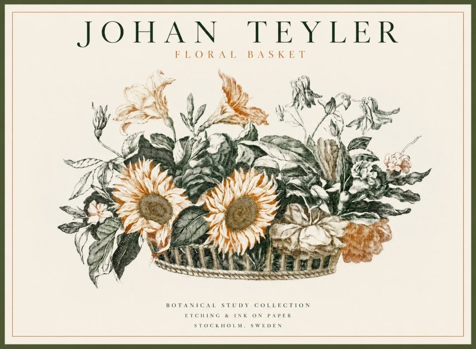Johan Teyler Floral Basket No1 - Poster