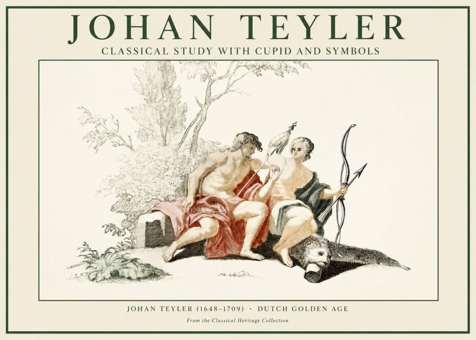 Johan Teyler Classical Study with Cupid and Symbols No1 - Poster