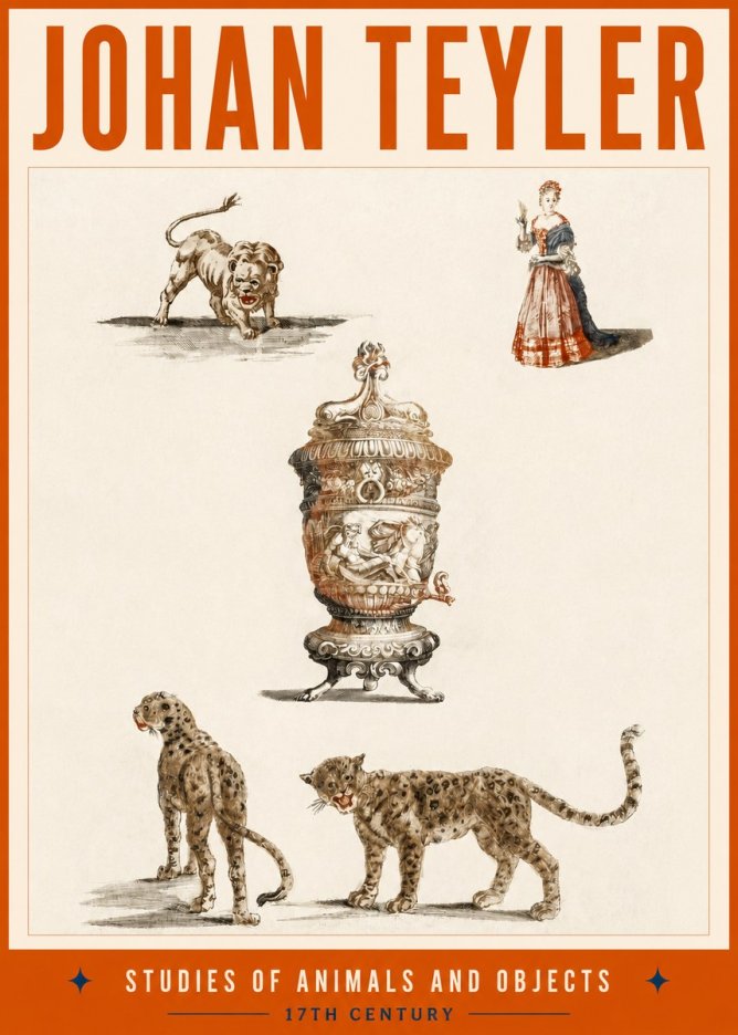 Johan Teyler Studies of Animals and Objects No2 - Poster